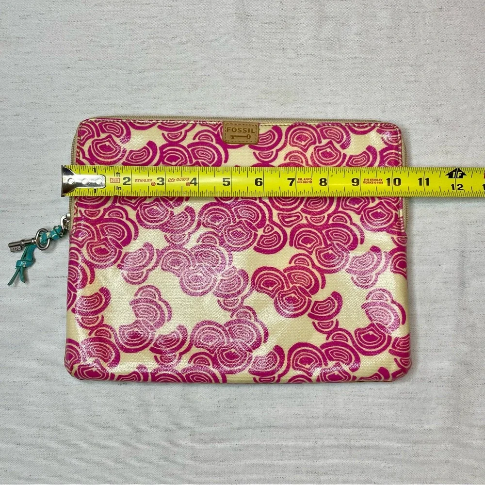 Fossil Key-Per Coated iPad Tablet Zip Sleeve Case Bag GUC Unique Revers Design